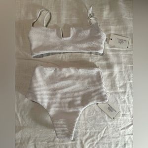 Lahana swim white high waist rib bikini set